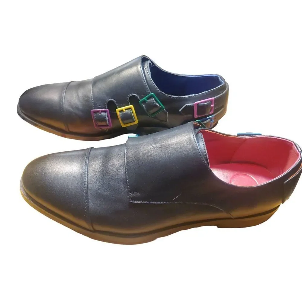 Adrian Mens Leather Buckled Shoes Size 7.  NO BOX